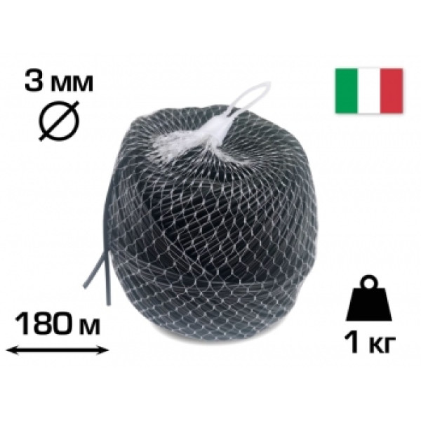 Кембрік, пластикова зав'язка, ЧОРНА, 3мм, EXTRA, 180 м. CORDIOLI