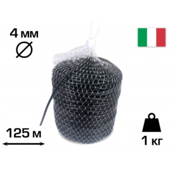 Кембрік, пластикова зав'язка, ЧОРНА, 4 мм, EXTRA, 125 м. CORDIOLI