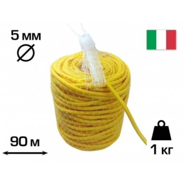 Кембрік, пластикова зав'язка, Жовта, 5 мм, EXTRA 1кг, 90 м, CORDIOLI