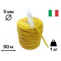 Кембрік, пластикова зав'язка, Жовта, 5 мм, EXTRA 1кг, 90 м, CORDIOLI