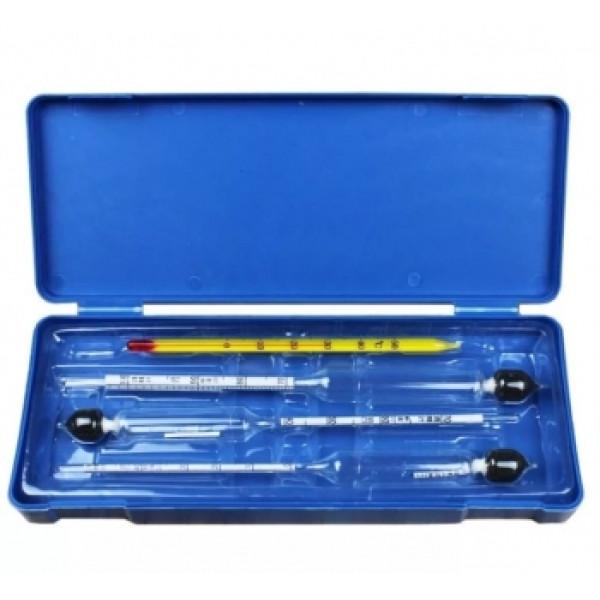 Набор ареометров в пластиковом футляре АСП-3 (0-40,40-70,70-100) + термометр спиртовой 0-50
